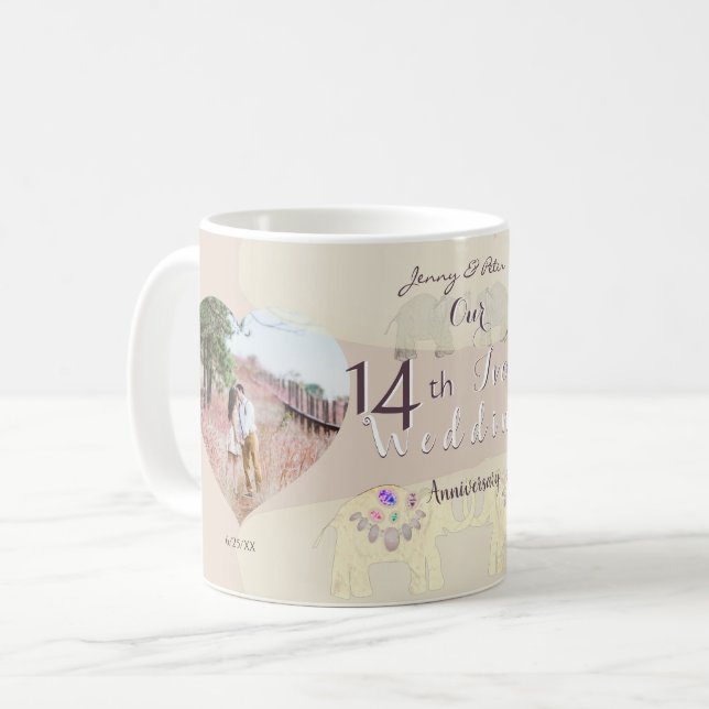 Caneca de Café de Marfim de Aniversário de Casamen (Frente Esquerda)