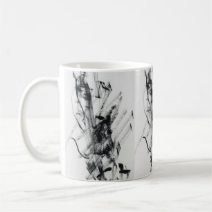 Caneca de Café de Mármore Abstrato Preto e Branco