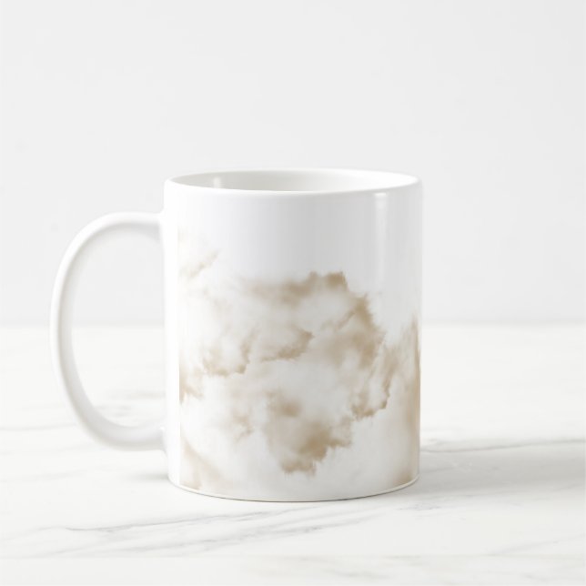 Caneca de Café de Mármore Bege Elegante | Cerâmica (Esquerda)