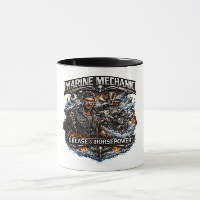 Caneca de Café de Mecânico Marinho (Centro)