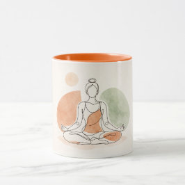 Caneca de Café de Meditação de Yoga Minimalista