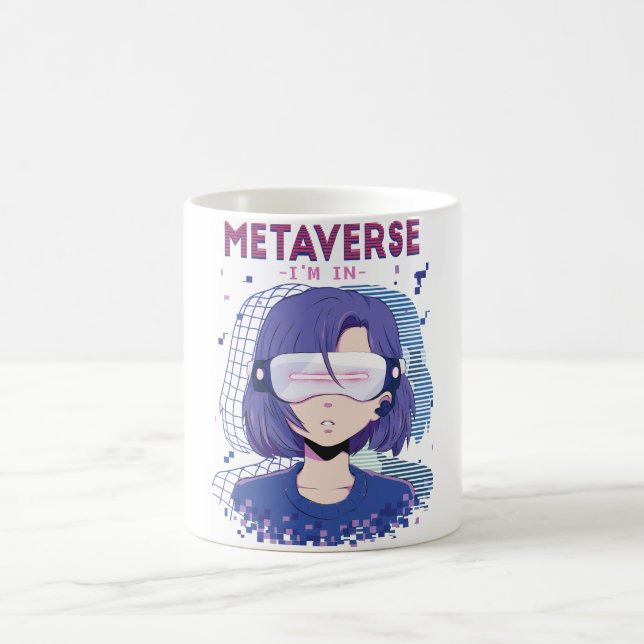 Caneca de café de menina de anime com óculos de re (Centro)
