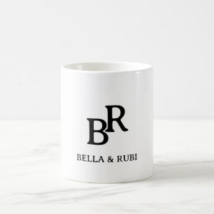 Caneca de Café de Monograma de Casamento Minimalis