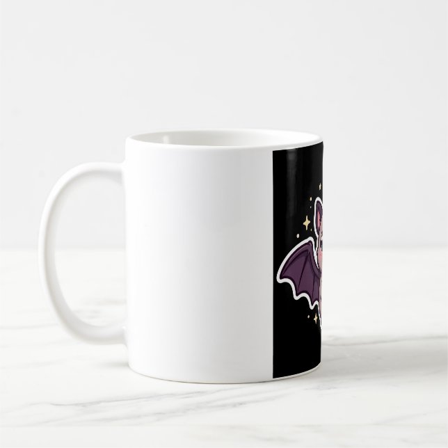 Caneca de café de morcego fofo segurando milho doc (Esquerda)