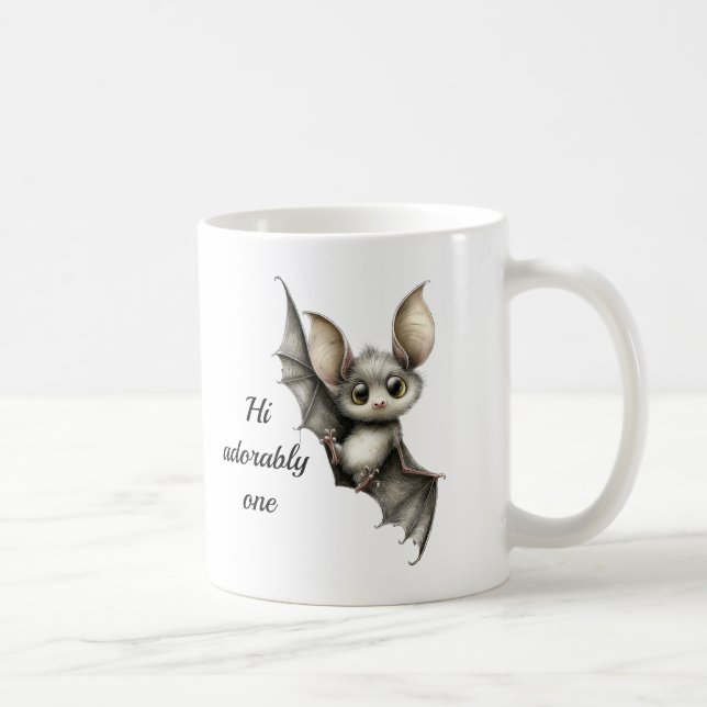 Caneca de Café de Morcego Gótico Fofo – "Olá Amado (Direita)