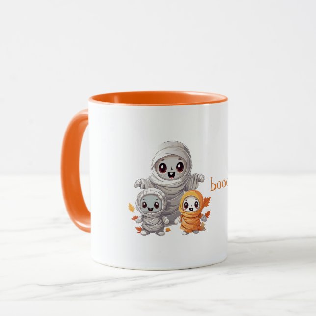 Caneca de Café de Múmias Assustadoras de Halloween (Frente Esquerda)