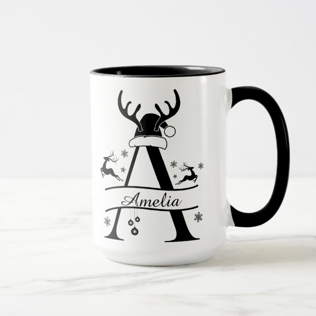 Caneca de café de Natal com alfabeto personalizado (Direita)