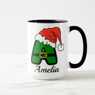 Caneca de Café de Natal com Alfabeto Personalizado