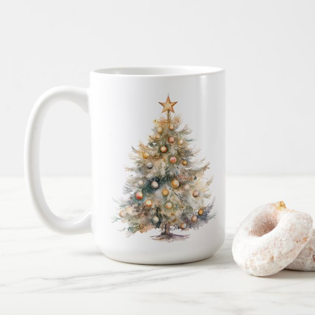 Caneca de café de Natal com aquarela (Com Donut)