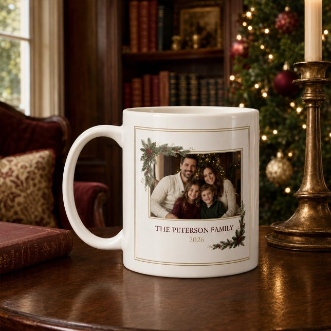 Caneca de Café de Natal com Foto Personalizada da  (Personalized Family Photo Christmas Coffee Mug)