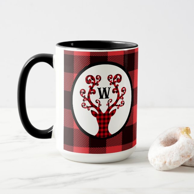 Caneca de Café de Natal com Monograma Personalizad (Com Donut)