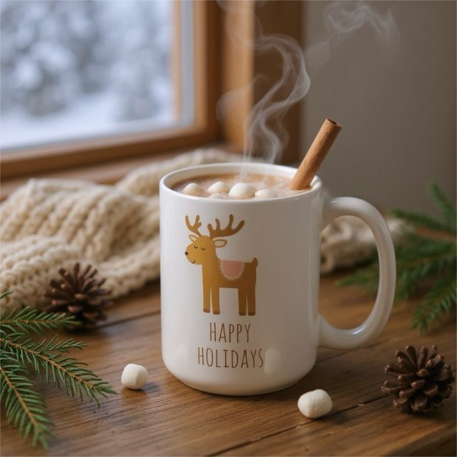 Caneca de Café de Natal com Rena Fofa Presente de  (Criador carregado)