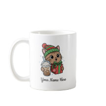 Caneca de Café de Natal de Gato Kawaii