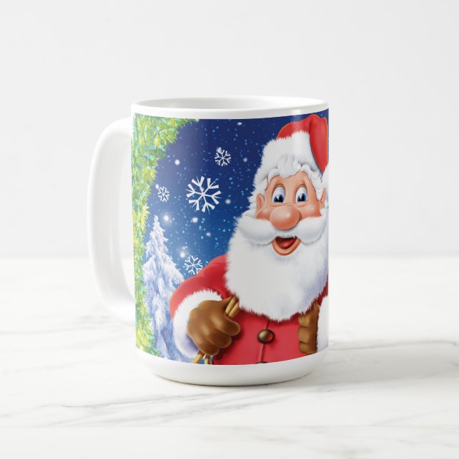 Caneca de café de Natal, Papais noeis e saco de br (Frente Esquerda)