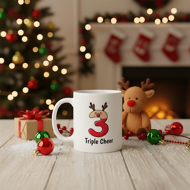 Caneca de café de Natal personalizada com rena úni (Criador carregado)