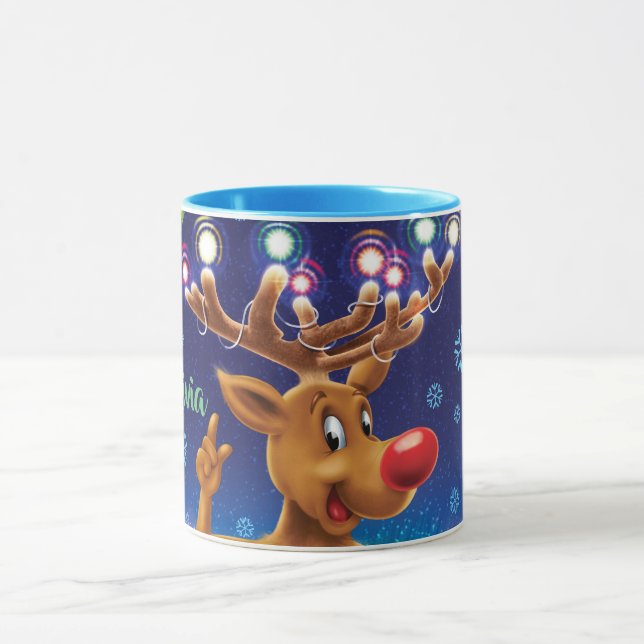 Caneca de café de Natal personalizada, Rudolph e l (Centro)