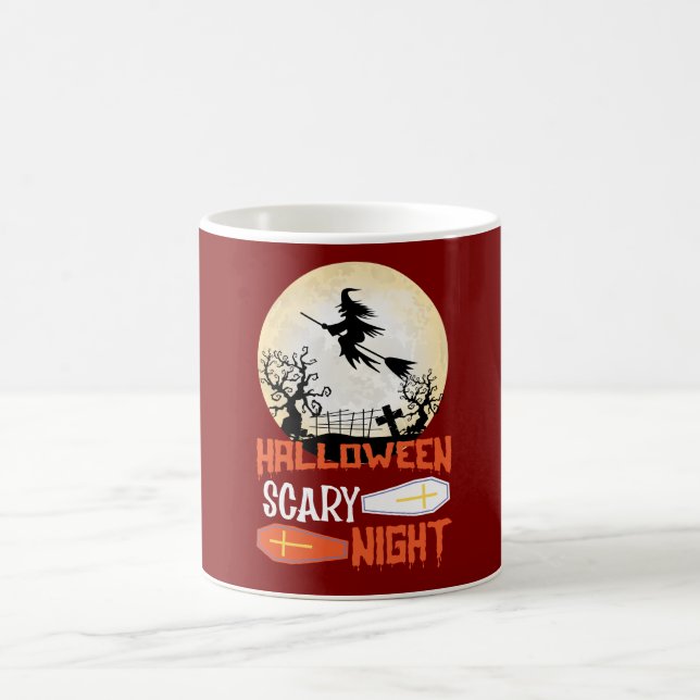 Caneca de Café de Noite Assustadora de Halloween B (Centro)