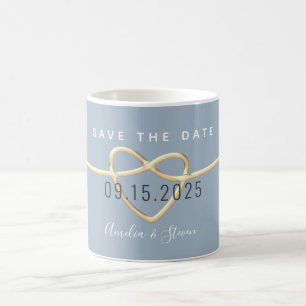 Caneca de Café de Noivado em Azul Empoeirado para