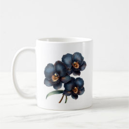 Caneca de café de orquídea negra e elegante