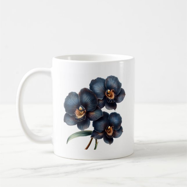 Caneca de café de orquídea negra e elegante (Esquerda)
