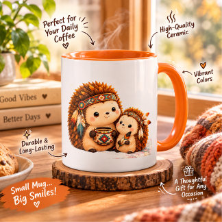 Caneca de Café de Outono Adorável comouriço Colori