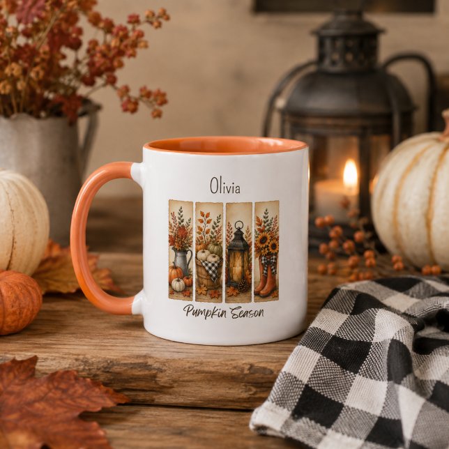 Caneca de Café de Outono da Fazenda Rústica da Tem (Criador carregado)