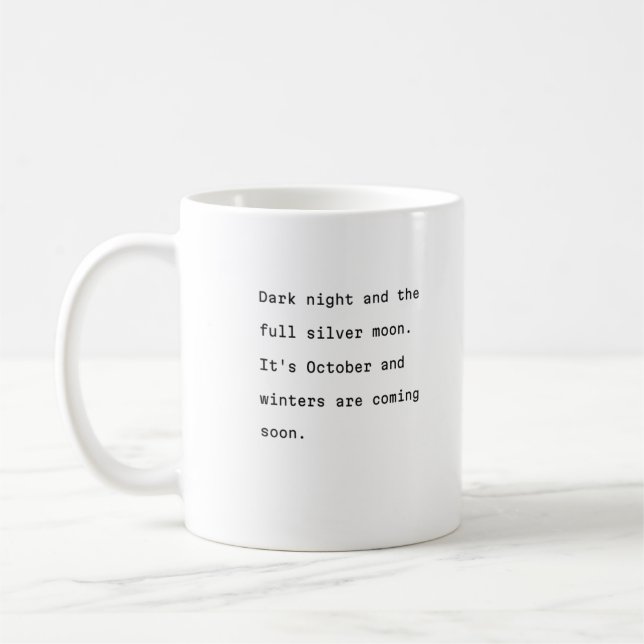 Caneca de café de outubro tipografia poética lua d (Esquerda)