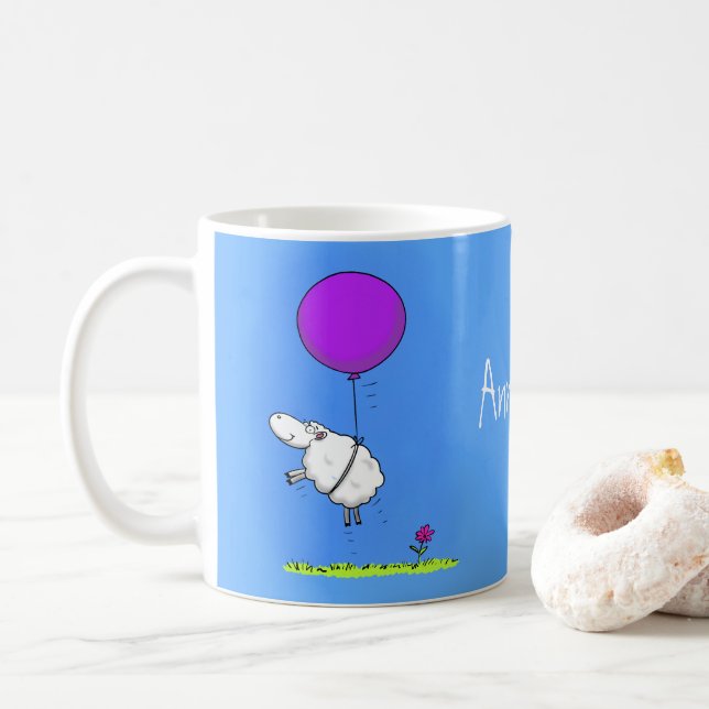Caneca de café de ovelha de desenho animado fofa e (Com Donut)