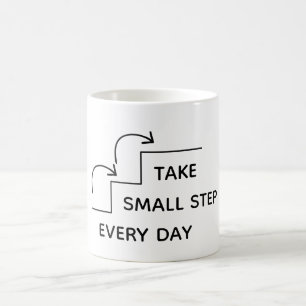 Caneca De Café Dê Pequenos Passos Todos os Dias – Motivação Minim