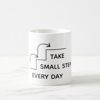 Caneca De Café Dê Pequenos Passos Todos os Dias – Motivação Minim