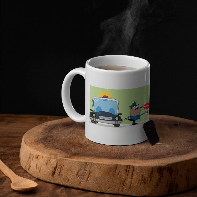 Caneca de café de policial de desenho animado (Criador carregado)