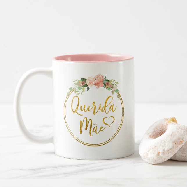 Caneca de café de Querida Mãe - português (Com Donut)
