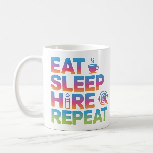 Caneca de Café de RH Comemore Contratar Repetir (Esquerda)