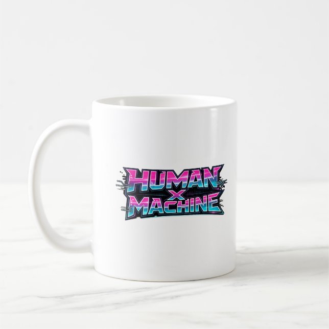 Caneca de Café de Tecnologia Futurista Humano × Má (Esquerda)