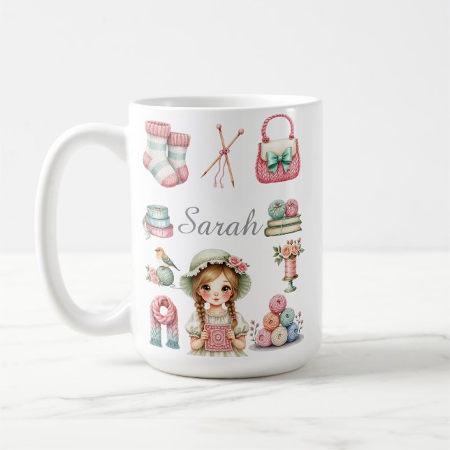 Caneca de Café de Tricô Elegante (Esquerda)