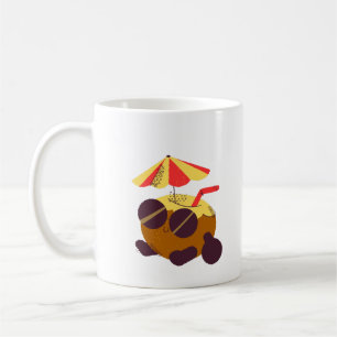 Caneca de café de verão da praia de coco fofa