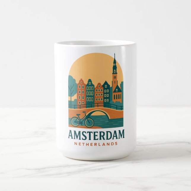 Caneca de Café de Viagens Antigos Amsterdã Holanda (Centro)