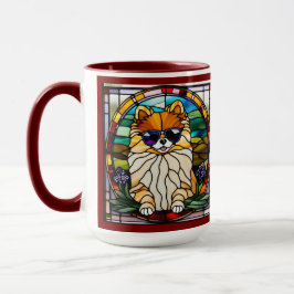 Caneca de café de vidro colorido Pomerânia fofa