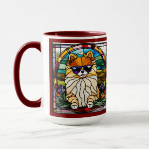 Caneca de café de vidro colorido Pomerânia fofa