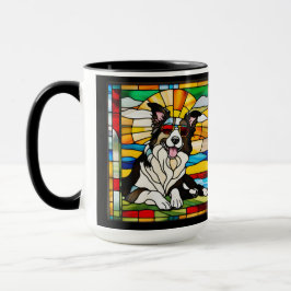 Caneca de Café de Vidro Pintado Border Collie Fofo