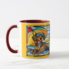 Caneca de café de vitral de Dachshund fofa