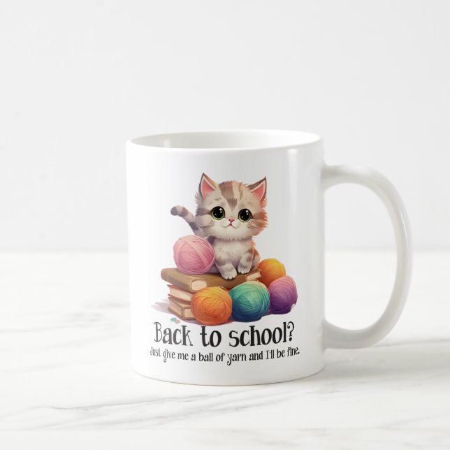 Caneca De Café De Volta À Escola? Dê-Me Yarn (Direita)