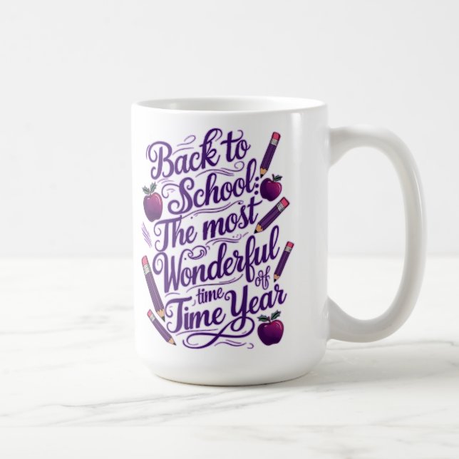 Caneca De Café De volta à escola em estilo roxo (Direita)