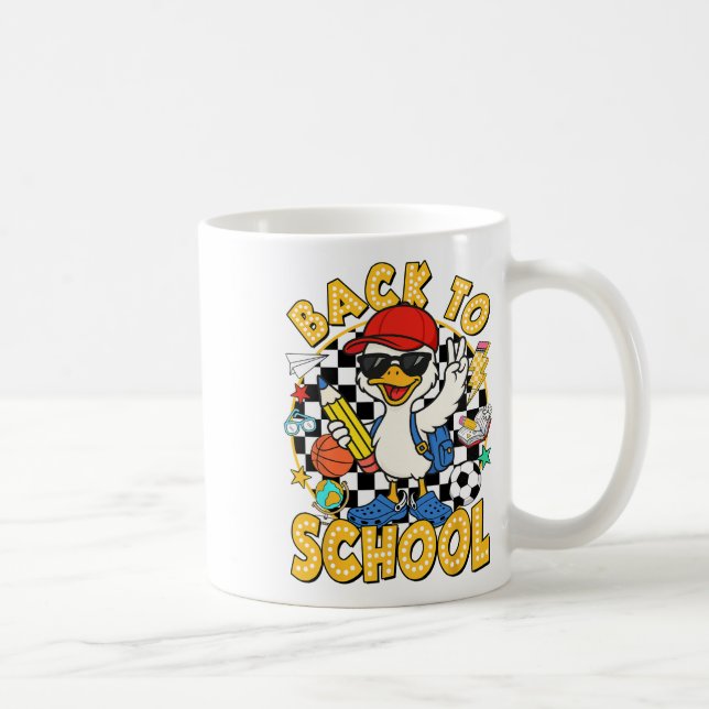 Caneca De Café De Volta à Escola Engraçado Silly Goose Primeiro D (Direita)