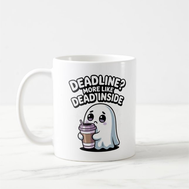 Caneca De Café Deadline? More Like Dead Inside Kawaii Ghost (Esquerda)