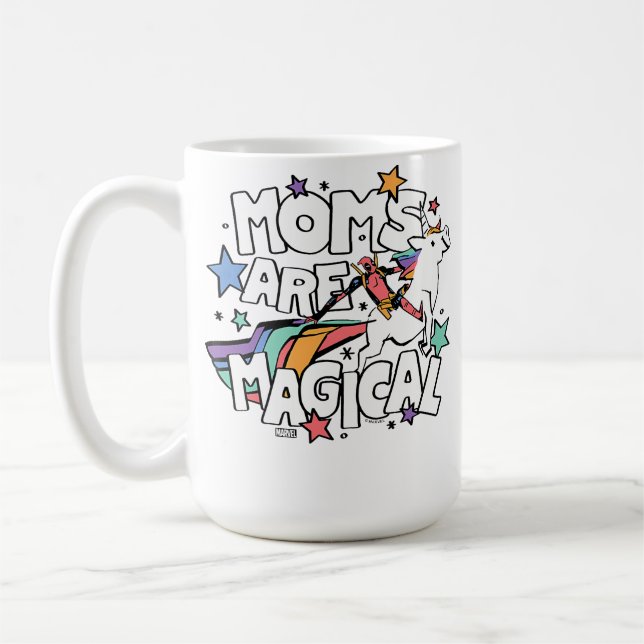 Caneca De Café Deadpool - As Mães São Mágicas no Dia das Mães (Esquerda)