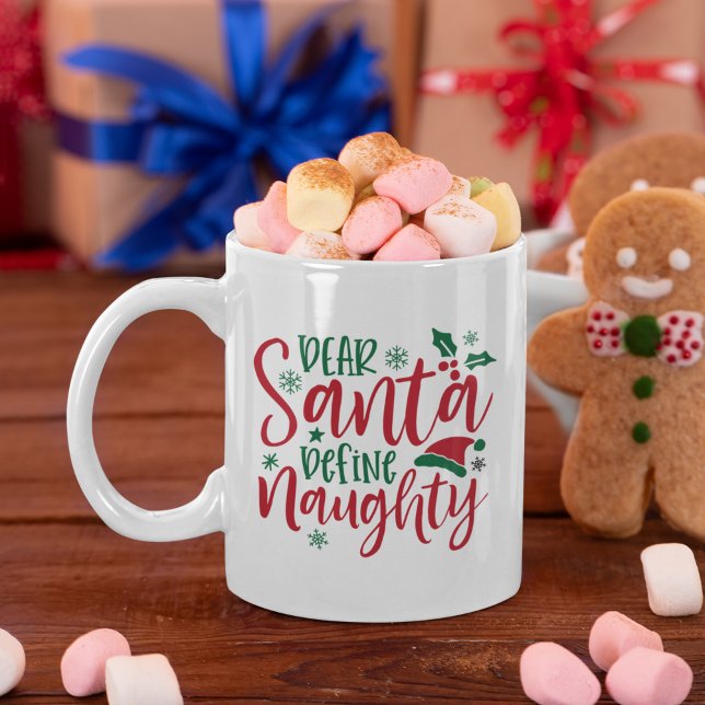 Caneca De Café Dear Santa Define Naughty Funny Christmas  (Criador carregado)