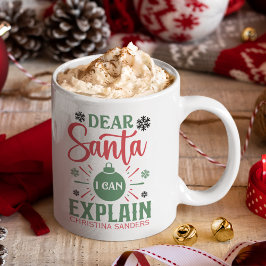 Caneca De Café Dear Santa I can Explain Funny Christmas