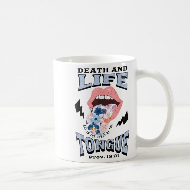 Caneca De Café Death And Life Tongue Christian  (Direita)