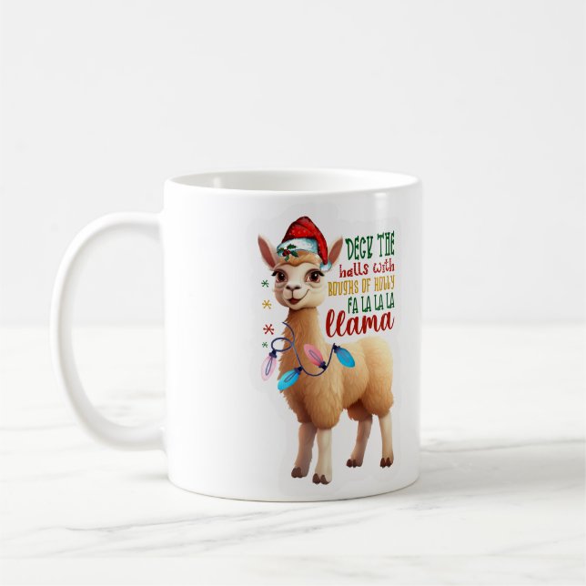 Caneca De Café Deck the Halls com ramos de Holly Fa La La La (Esquerda)